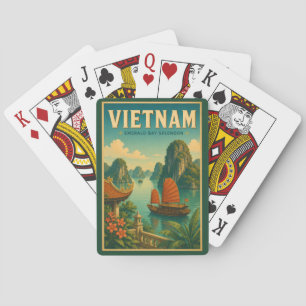 Vietnam Ha Long Bay Illustration Travel Art Retro Playing Cards