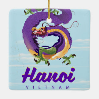 Vietnam Hanoi vintage dragon travel poster Ceramic Ornament