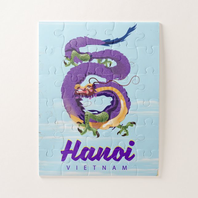 Vietnam Hanoi vintage dragon travel poster Jigsaw Puzzle (Vertical)