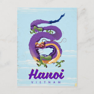 Vietnam Hanoi vintage dragon travel poster Postcard