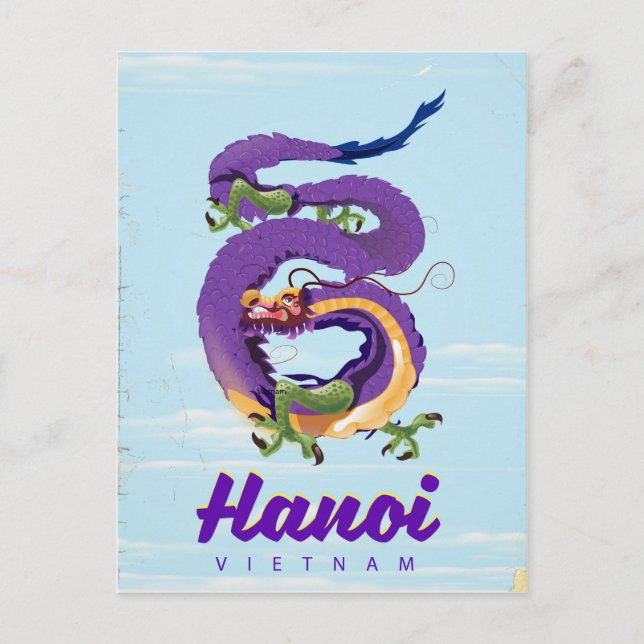 Vietnam Hanoi vintage dragon travel poster Postcard (Front)