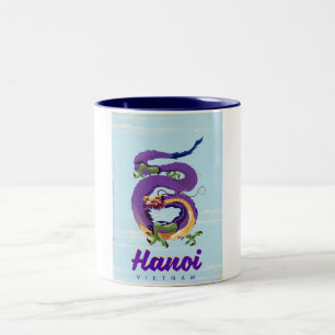 Vietnam Hanoi vintage dragon travel poster Two-Tone Coffee Mug