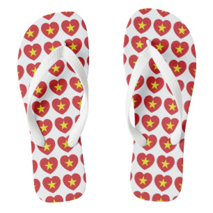 Vietnam Heart Flag Flip Flops
