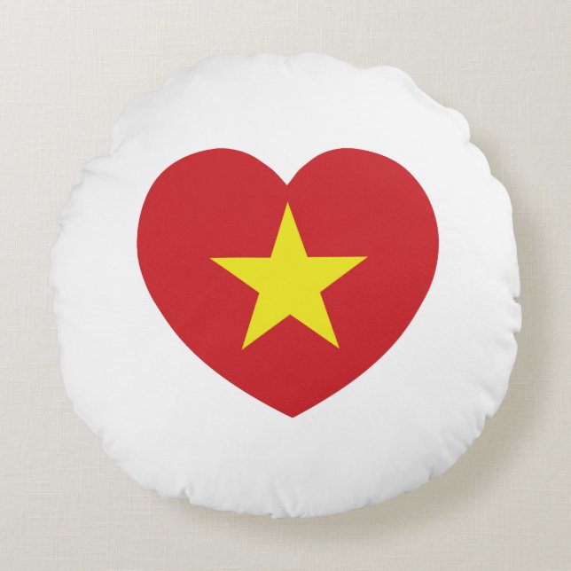 Vietnam Heart Flag Round Cushion (Front)