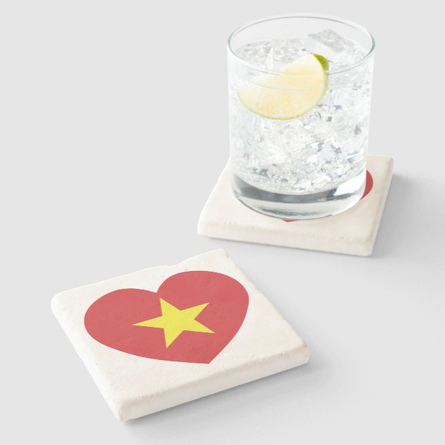 Vietnam Heart Flag Stone Coaster (Side)