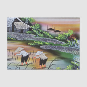Vietnam Landscape Rice Fields Tissue Decoupage  Paper