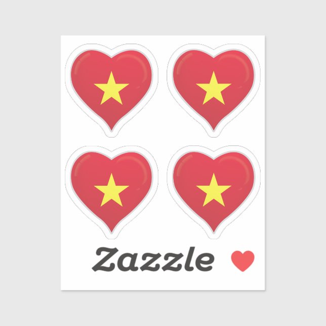 Vietnam love flag pride heart sticker (Sheet)