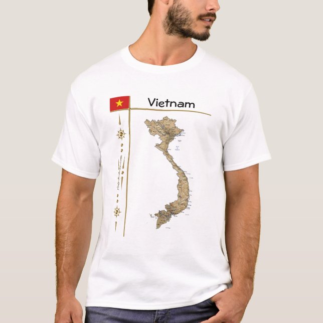 Vietnam Map + Flag + Title T-Shirt (Front)