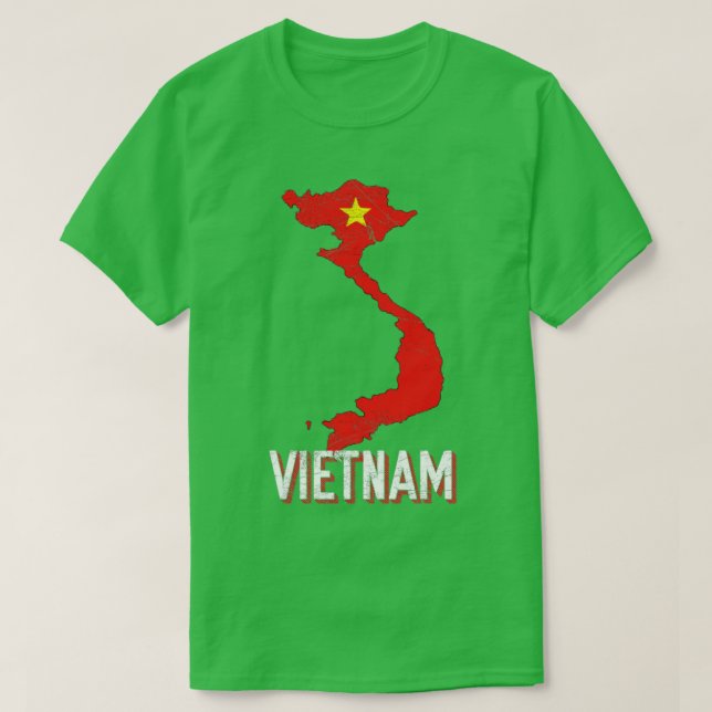 Vietnam Map Vietnamese Flag T-Shirt (Design Front)