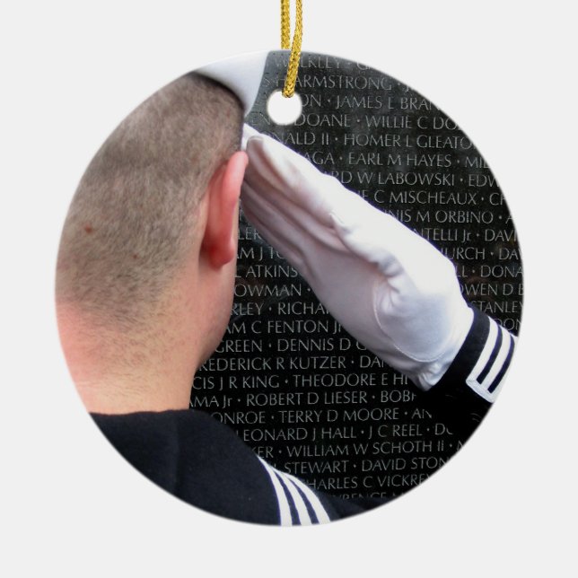 Vietnam Memorial Wall Ceramic Tree Decoration (Front)