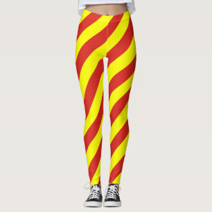 Vietnam National Flag Colours Diagonal Striped Leggings