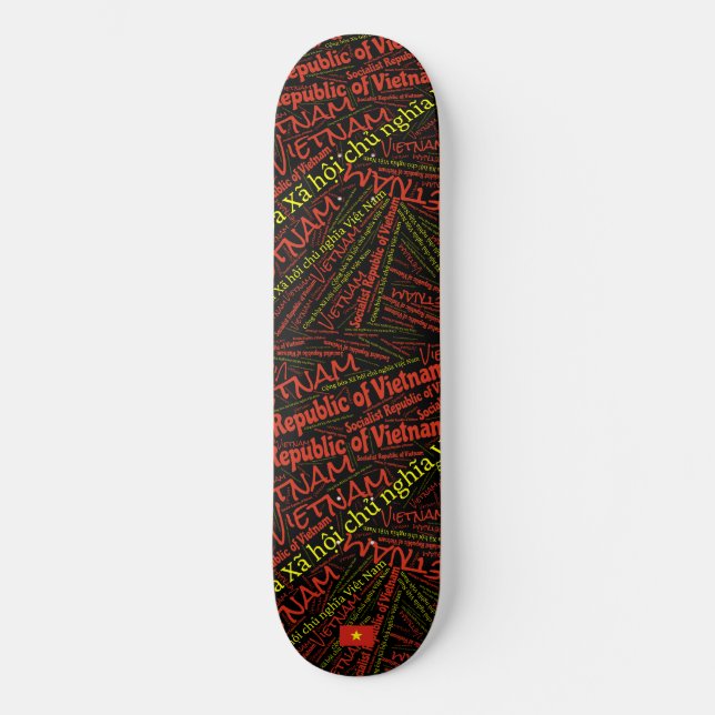 Vietnam National Pride Wordcloud Skateboard (Front)