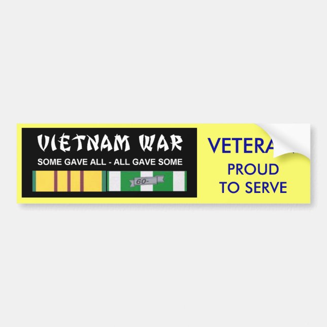 VIETNAM SERVICE RIBBONS - PROUD TO SERVE VET BUMPER STICKER (Front)