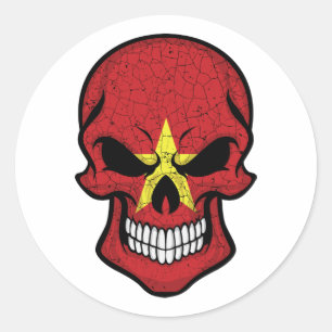 Vietnam Smiling Skull Flag Classic Round Sticker