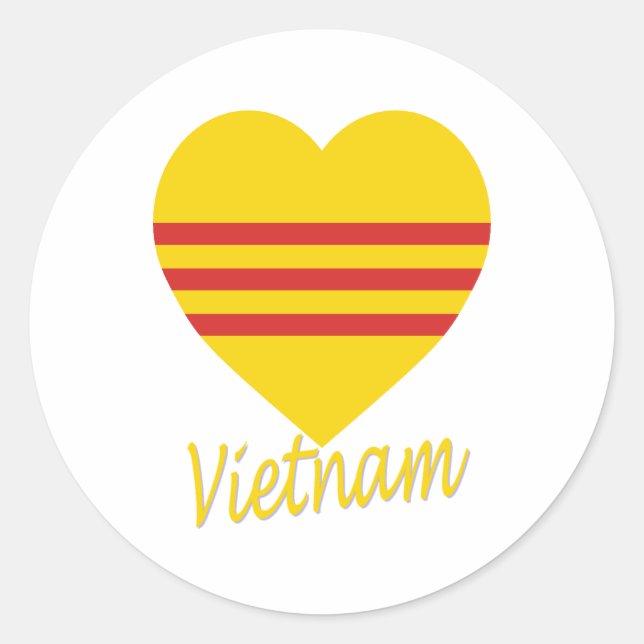 Vietnam (South) Flag Heart Classic Round Sticker (Front)