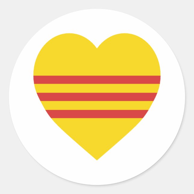 Vietnam (South) Flag Heart Classic Round Sticker (Front)