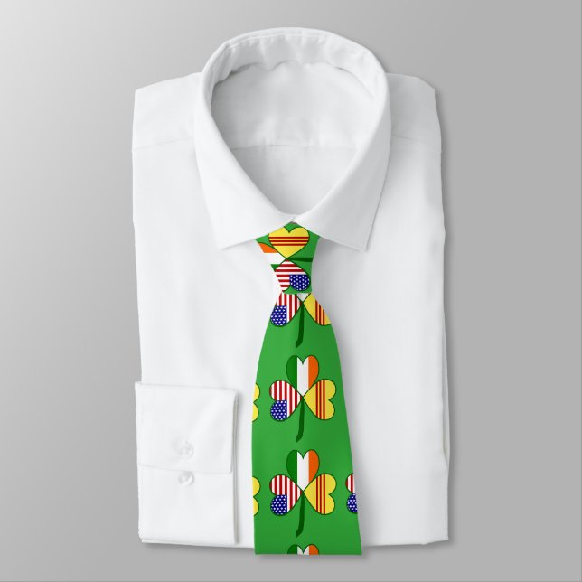 Vietnam (South) USA Ireland Shamrock Flag Tie (Tied)