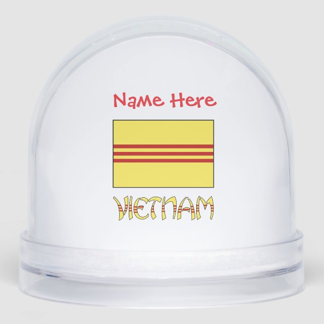 Vietnam South Vietnamese Flag Red Personalised  Snowglobe (Front)