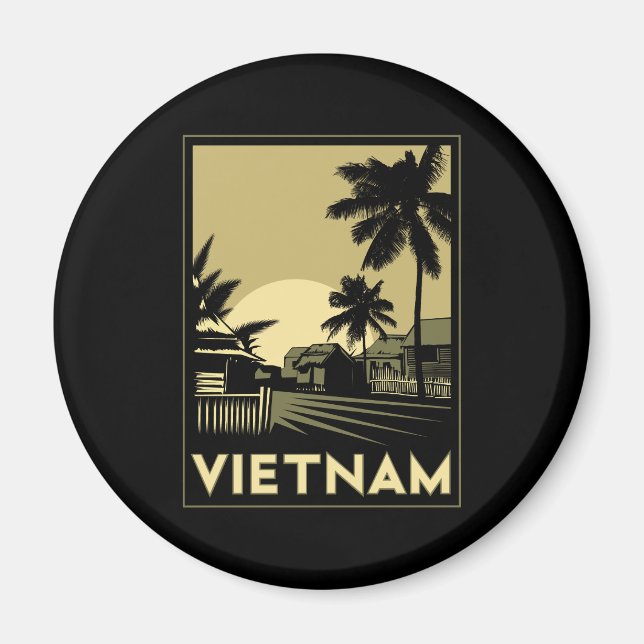 vietnam southeast asia art deco retro travel magnet (Front)