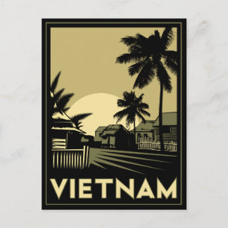 vietnam southeast asia art deco retro travel postcard