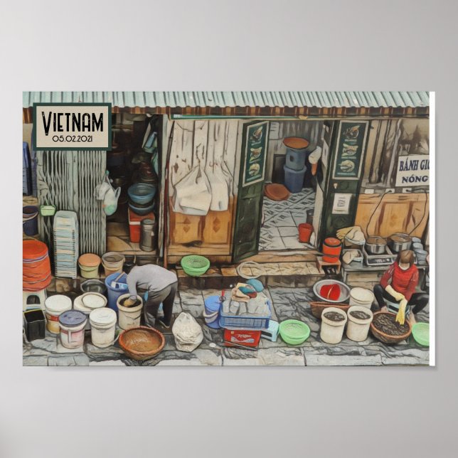 Vietnam Street Life, Customizable Travel Date  Poster (Front)