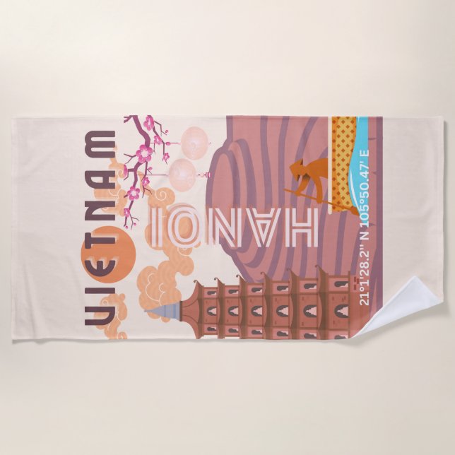 Vietnam Travel Art Beach Towel (Front)