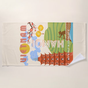 Vietnam Travel Art Beach Towel