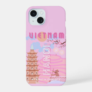 Vietnam Travel Art, Pink iPhone 15 Case