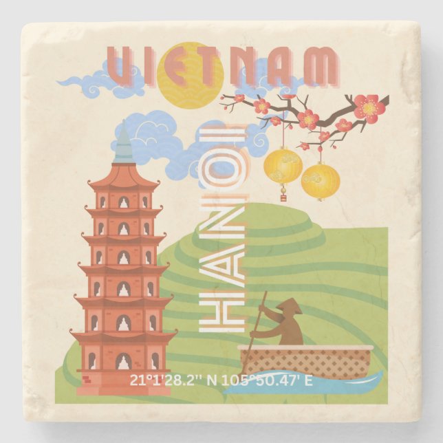 Vietnam Travel Art Stone Coaster (Front)