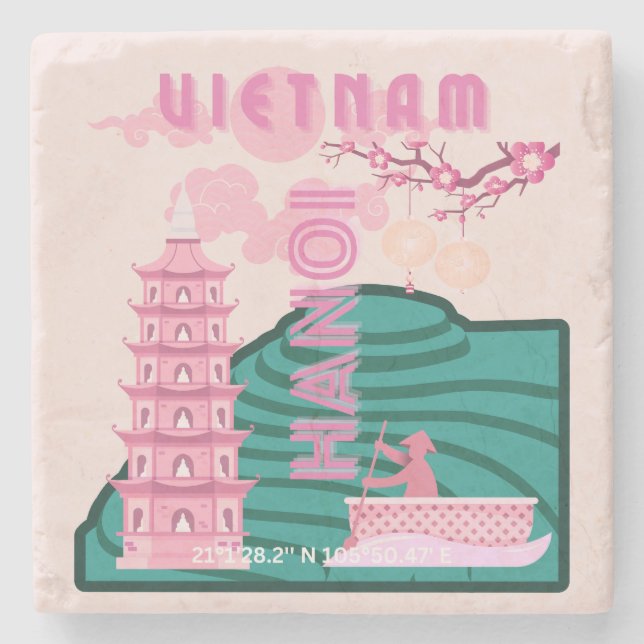 Vietnam Travel Art Stone Coaster (Front)
