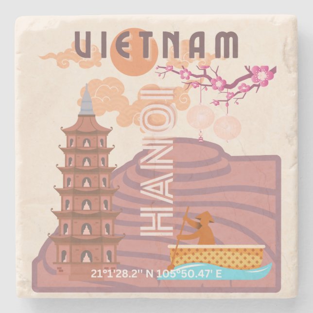 Vietnam Travel Art Stone Coaster (Front)