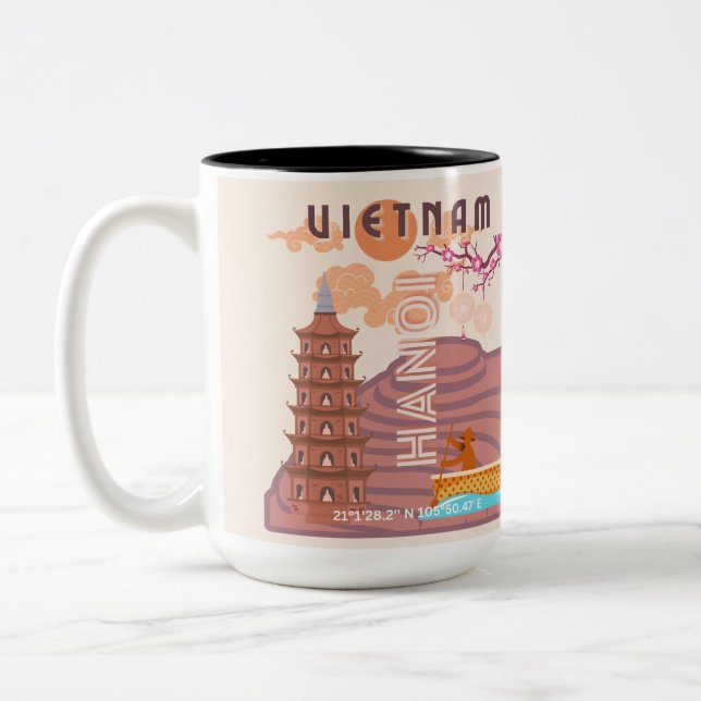 Vietnam Travel Art Two-Tone Coffee Mug (Left)
