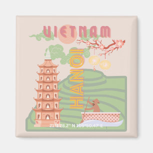 Vietnam Travel Art, Vintage Magnet