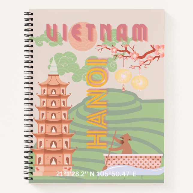 Vietnam Travel Art, Vintage Notebook (Front)
