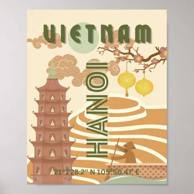 Vietnam Travel Art, Vintage Poster (Front)