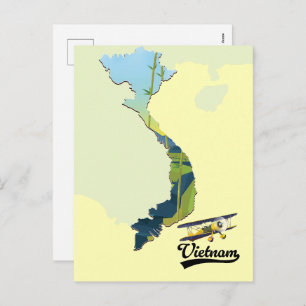 Vietnam Travel map Holiday Postcard