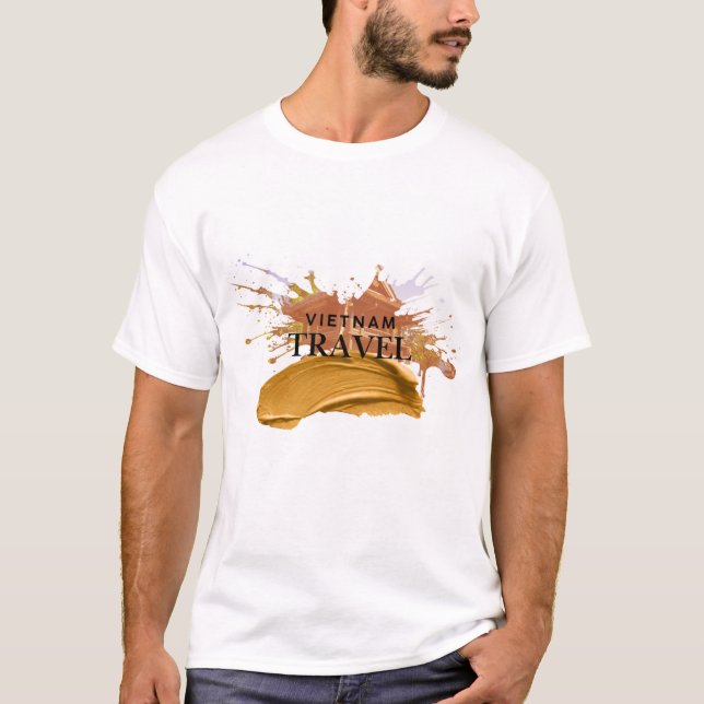 Vietnam Travel Splash – Architectural Watercolor D T-Shirt (Front)