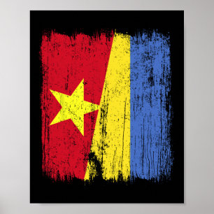 Vietnam Ukraine Half Flag Vietnamese Ukrainian Her Poster