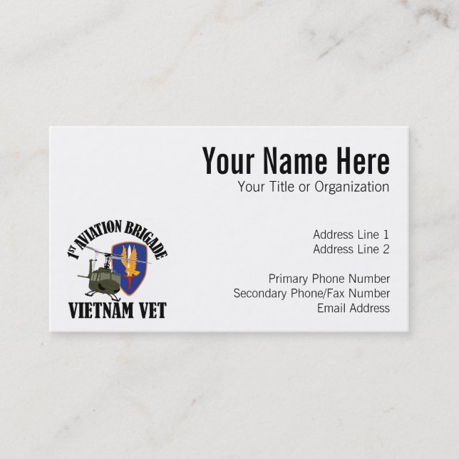 Vietnam Vet - 1st AVN BDE UH-1 Business Card (Front)