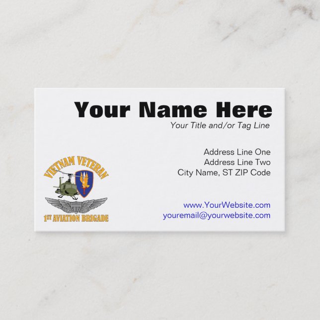 Vietnam Vet Aviator Wings Business Card (Front)