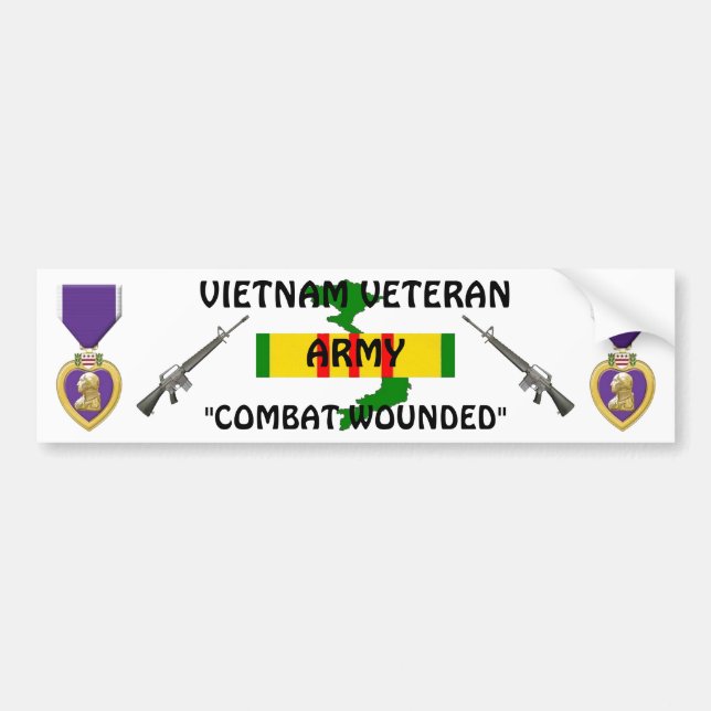 VIETNAM VET Combat Wounded Bumper Sticker (Front)