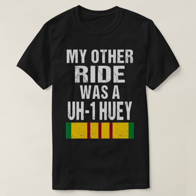 Vietnam Veteran Biker UH1 Huey Helicopter Vet Pull T-Shirt (Design Front)