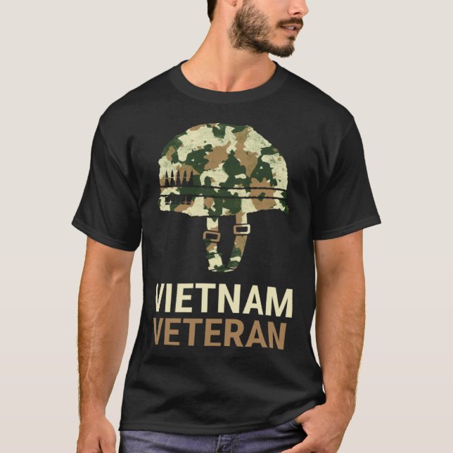 Vietnam Veteran Camo Helmet T-Shirt (Front)
