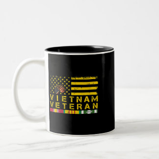 Vietnam Veteran Distressed American Flag 178 Two-Tone Coffee Mug