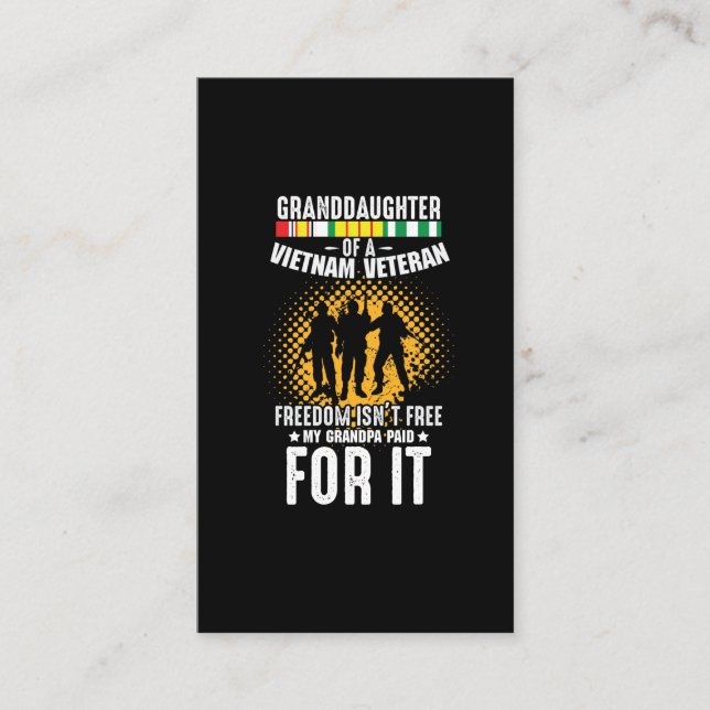 Vietnam Veteran Grandpa Soldier Granddaughter Business Card (Front)