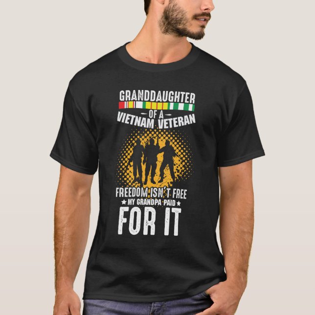 Vietnam Veteran Grandpa Soldier Granddaughter T-Shirt (Front)
