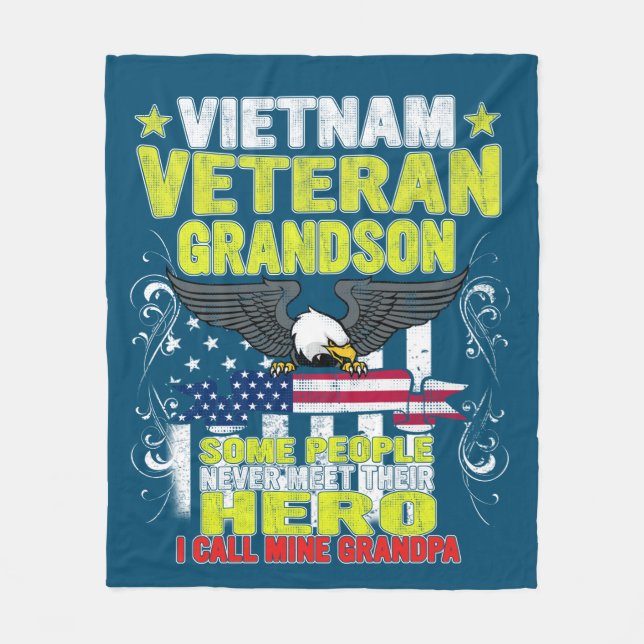 vietnam veteran grandson fleece blanket (Front)