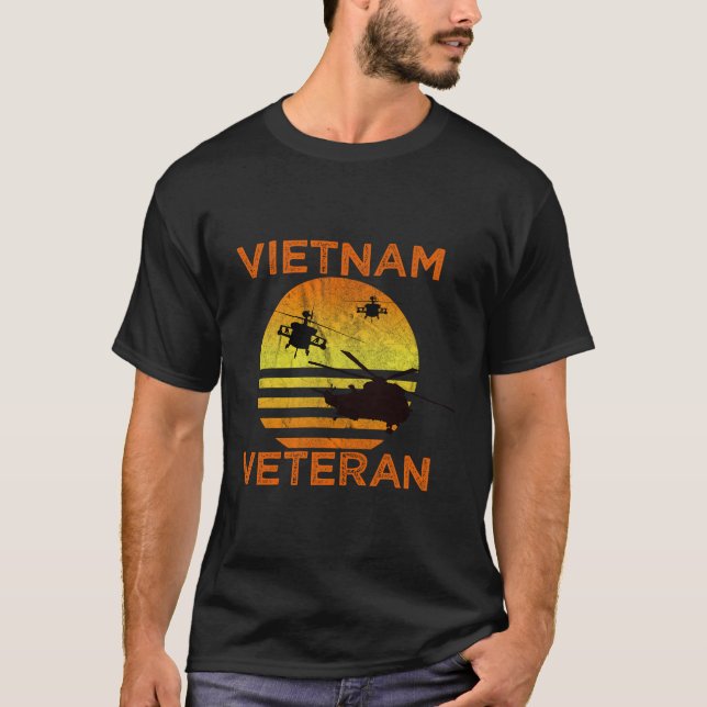 Vietnam Veteran Long Sleeve T-Helicopter Air Assau T-Shirt (Front)