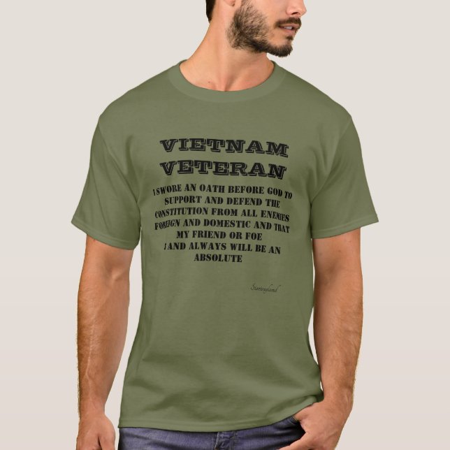 VIETNAM VETERAN Oath GreenT-Shirt T-Shirt (Front)