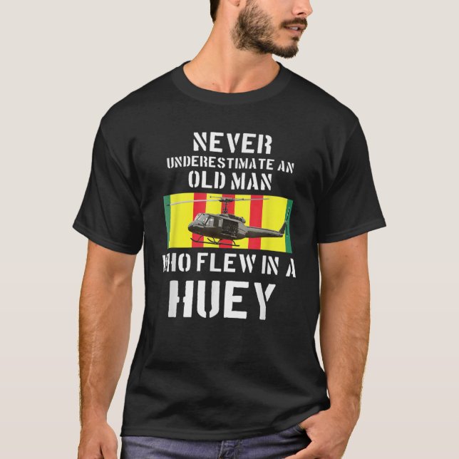 Vietnam Veteran Vet Uh-1 Huey Helicopter  T-Shirt (Front)